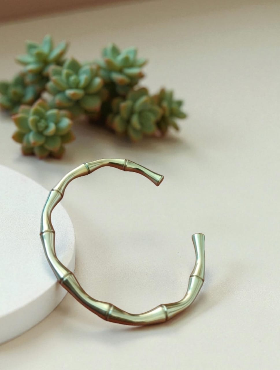 Elegant Mesmerizing Stainless Steel Bamboo Bracelet, Gold- Toned Bracelet