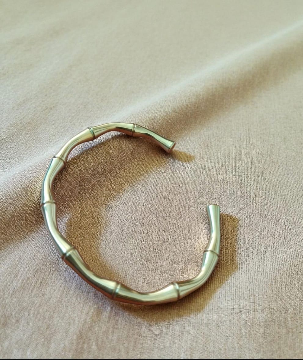 Elegant Mesmerizing Stainless Steel Bamboo Bracelet, Gold- Toned Bracelet