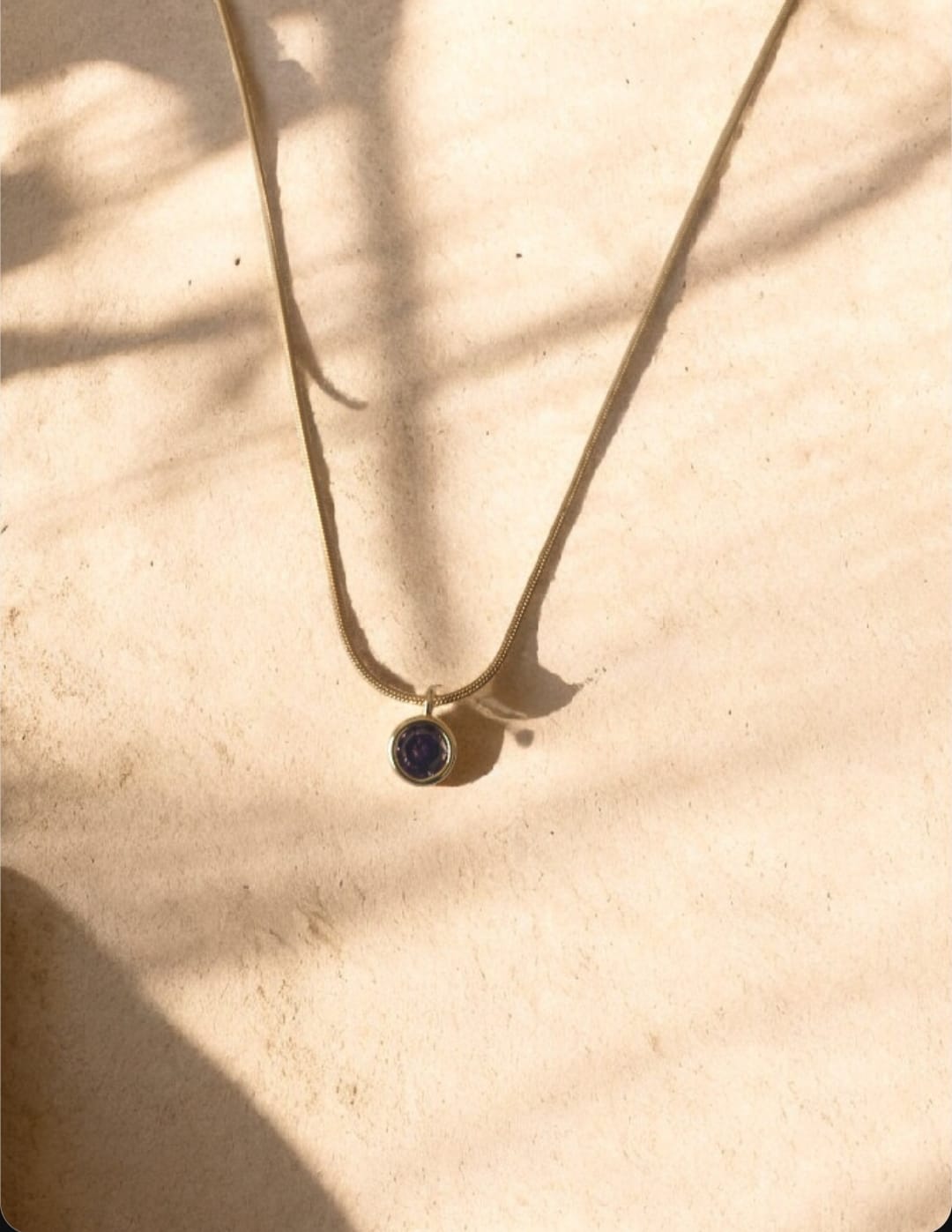 Gold Toned Anti-Tarnish Pendent Chain|Little Round Shaped Purple Emerald Pendent