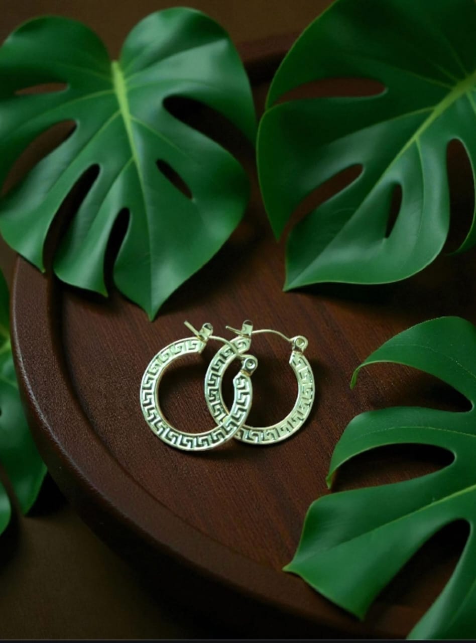 Tribal Yellow Golden Hoop Earrings, Anti Tarnish