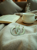 Tribal Yellow Golden Hoop Earrings, Anti Tarnish