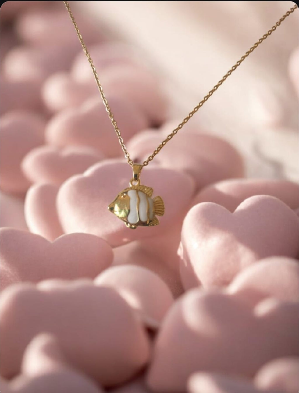 Fish Charm Pendent Chain|Stainless Steel White & Golden Layered Fish Pendent