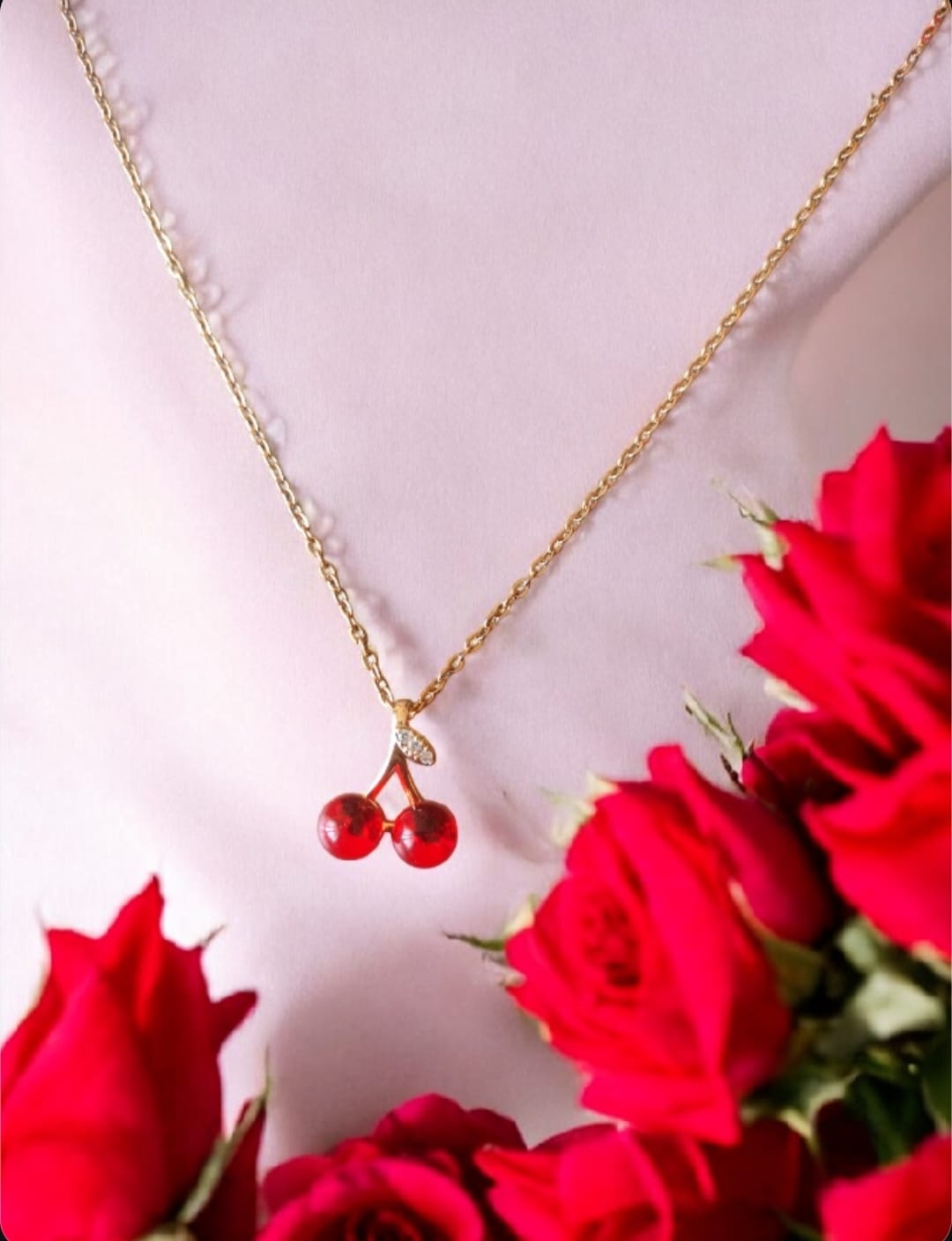 Stylish Korean Red Cherry Pendent Anti-Tarnish