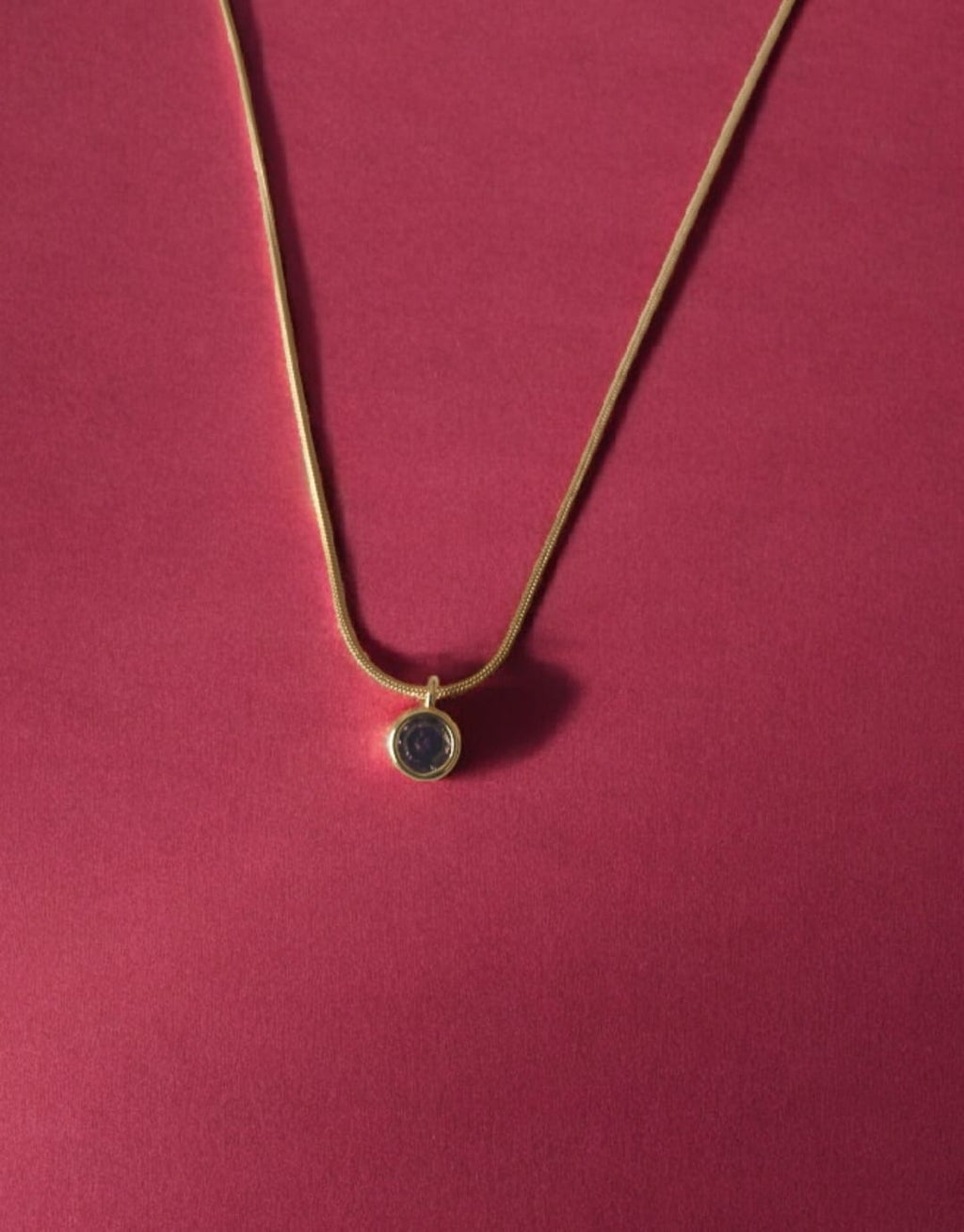 Gold Toned Anti-Tarnish Pendent Chain|Little Round Shaped Purple Emerald Pendent