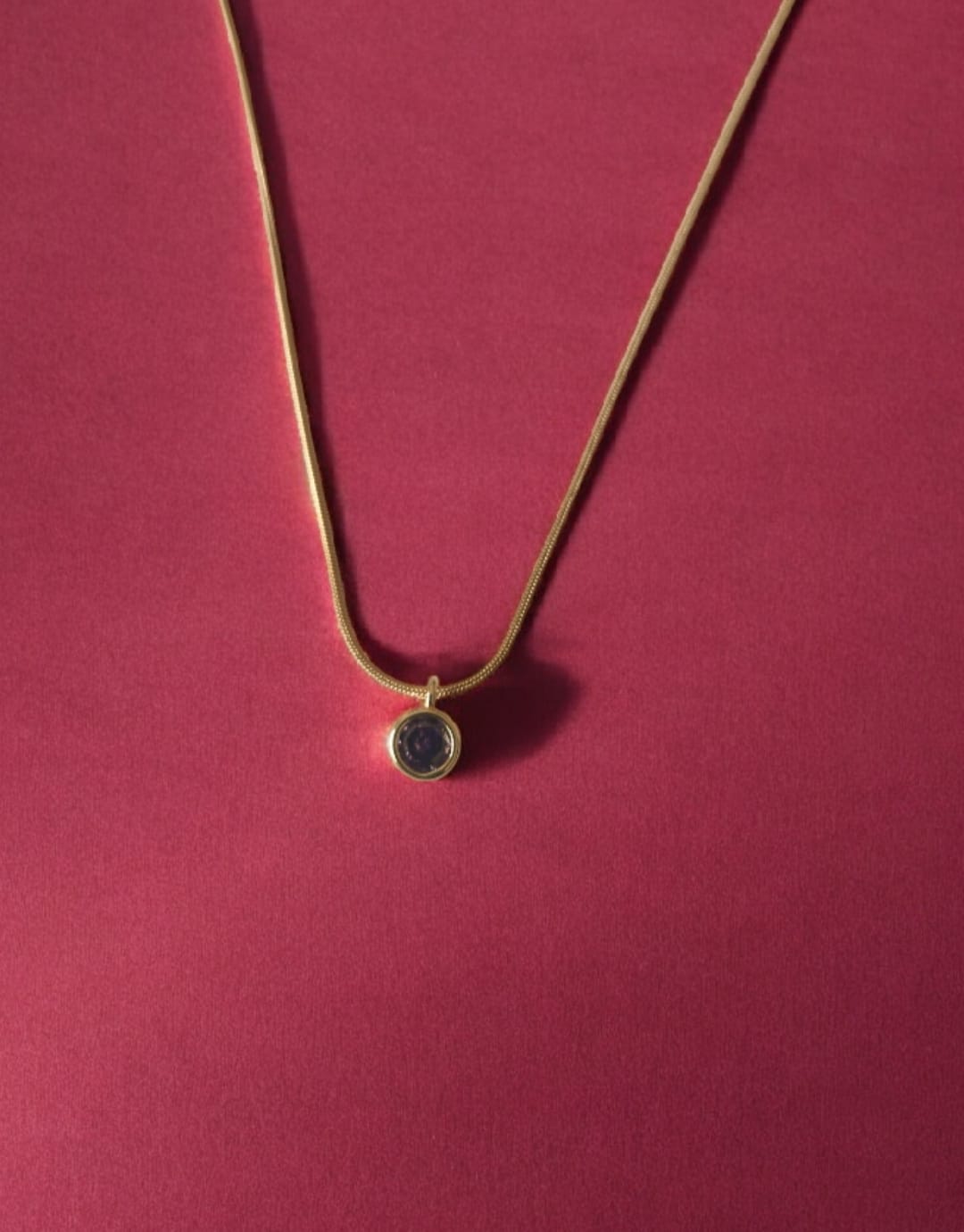 Gold Toned Anti-Tarnish Pendent Chain|Little Round Shaped Purple Emerald Pendent