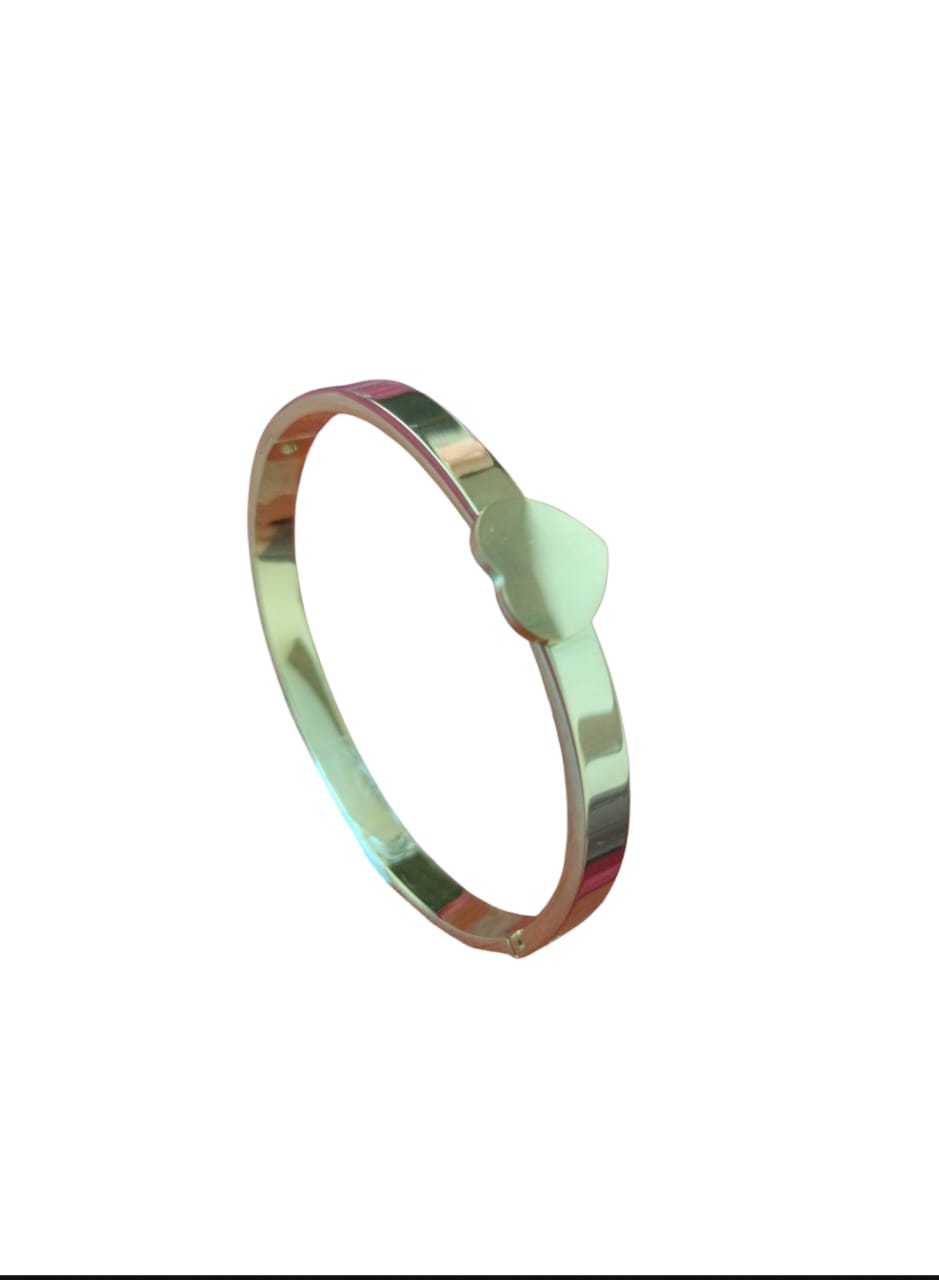 Heart Bangle Bracelet, Golden Party Wear