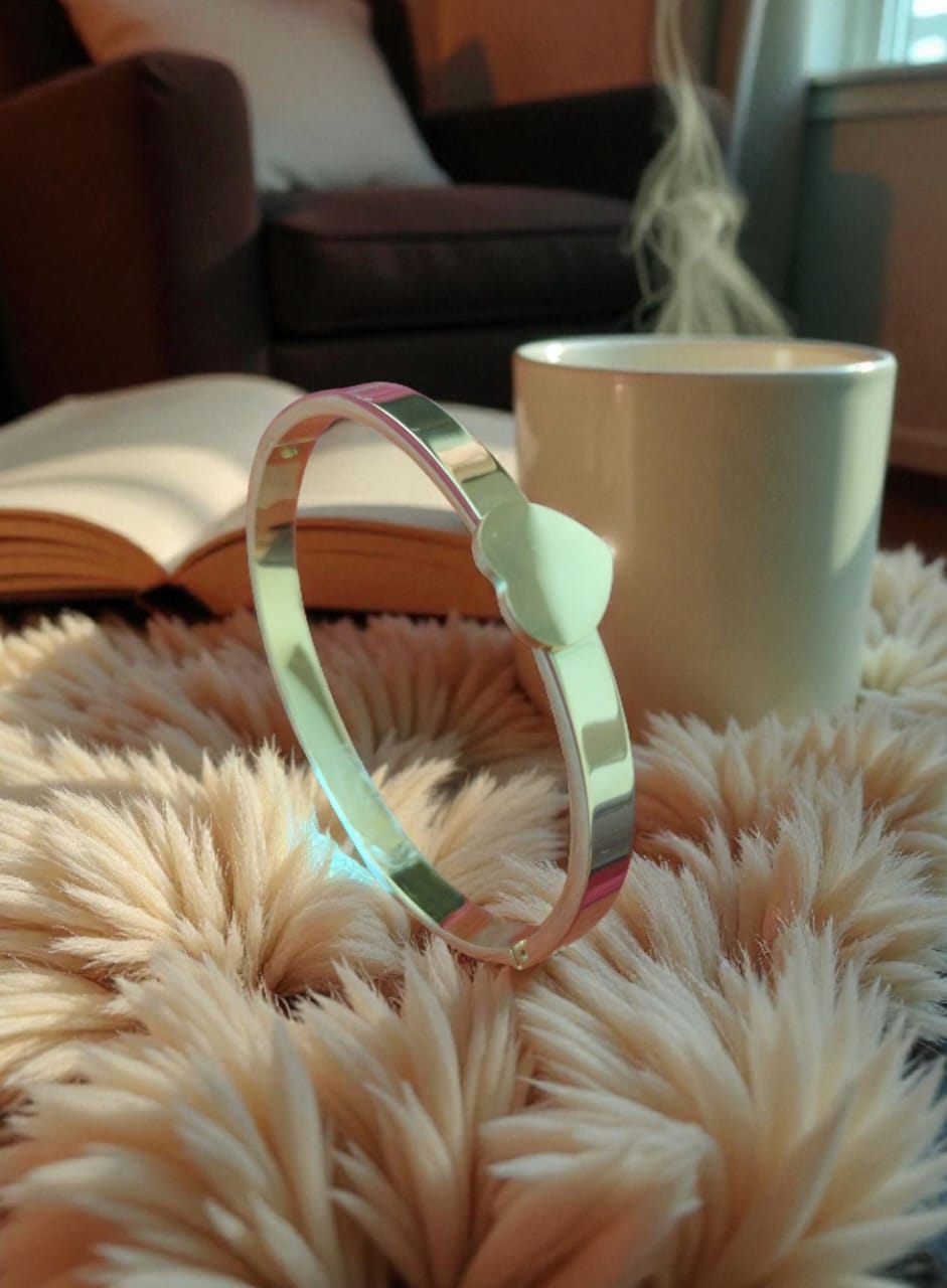 Heart Bangle Bracelet, Golden Party Wear