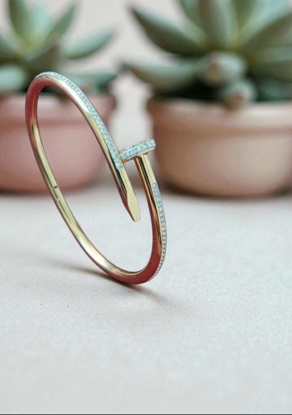 Nail Stainless Steel Bracelet & Bangle with Dazzling Crystals