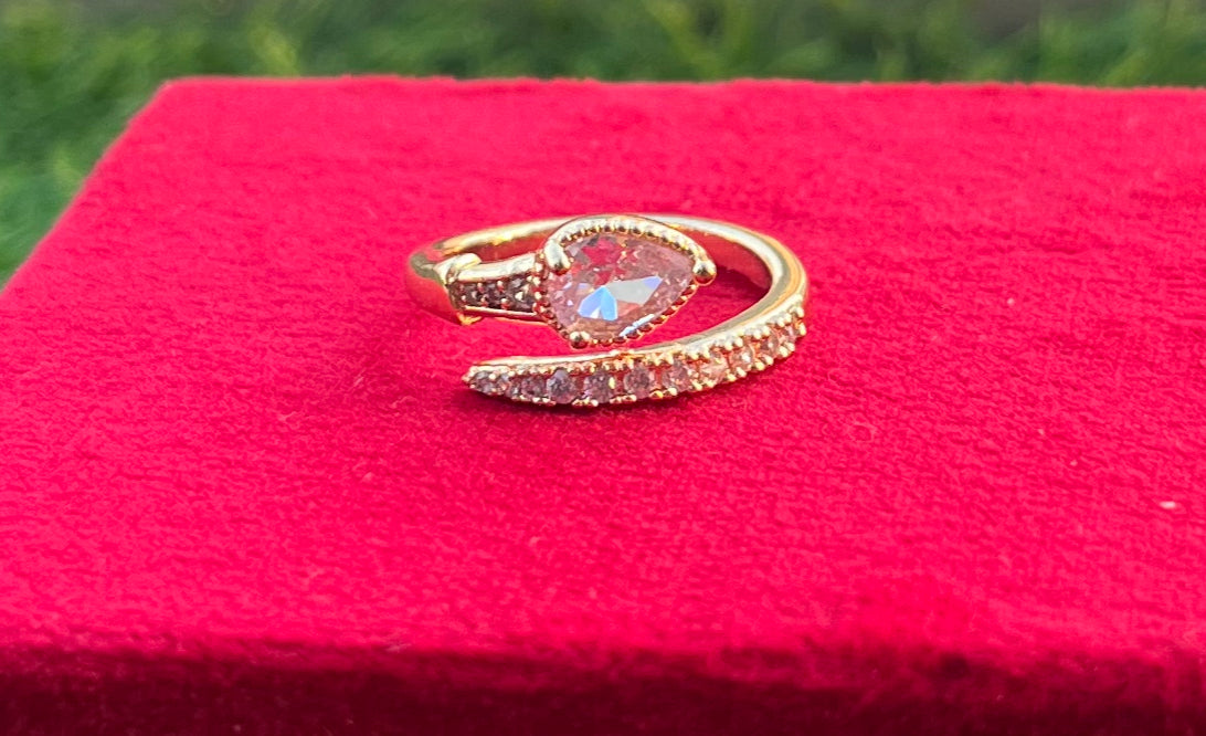 Pear Shape Party Wear Elegant Anti Tarnish Ring with sparkling Crystal