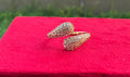 Dual Curve Yellow Golden with sparkling crystals Anti Tarnish Ring, Daily| Party wear