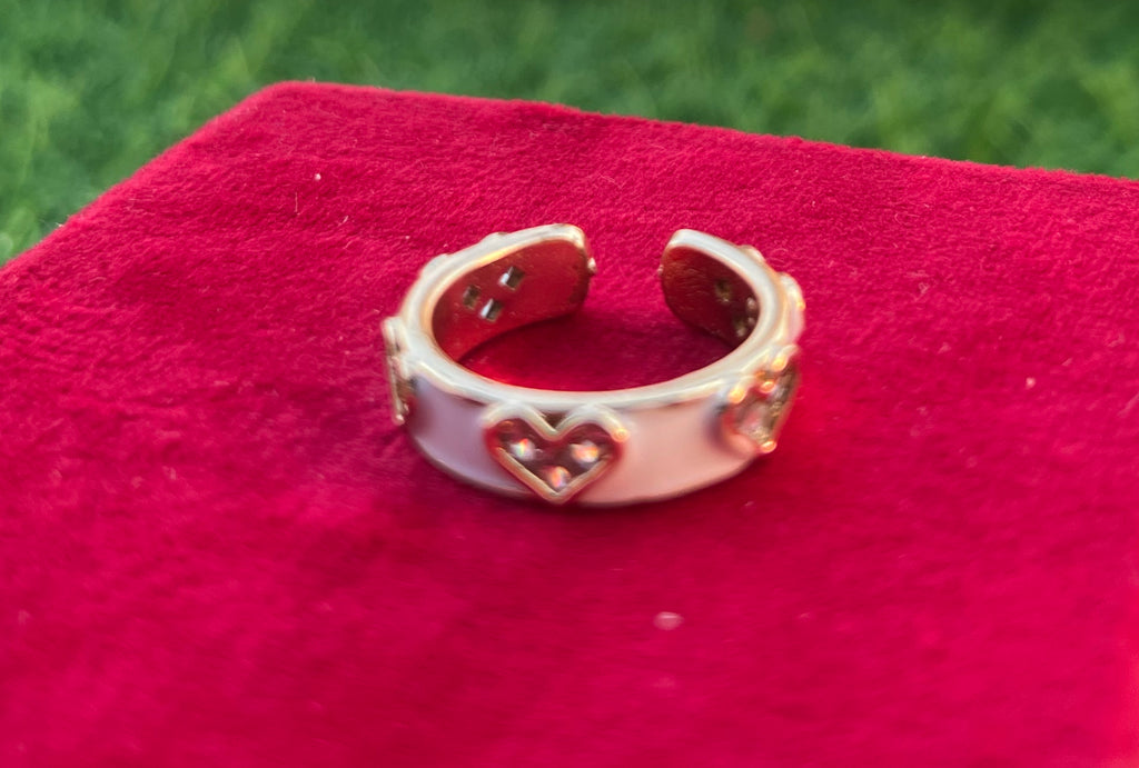Little-Heart Adjustable Elegant White Golden Ring