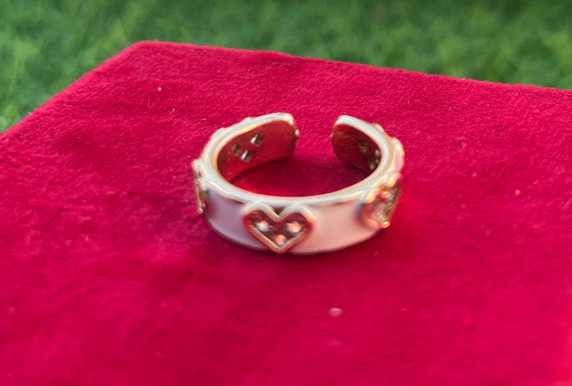 Little-Heart Adjustable Elegant White Golden Ring