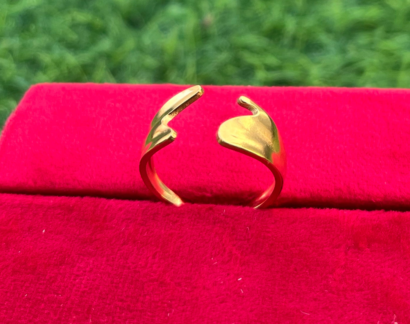 Stainless Steel Open Palm Golden Fish Tail Ring, Adjustable