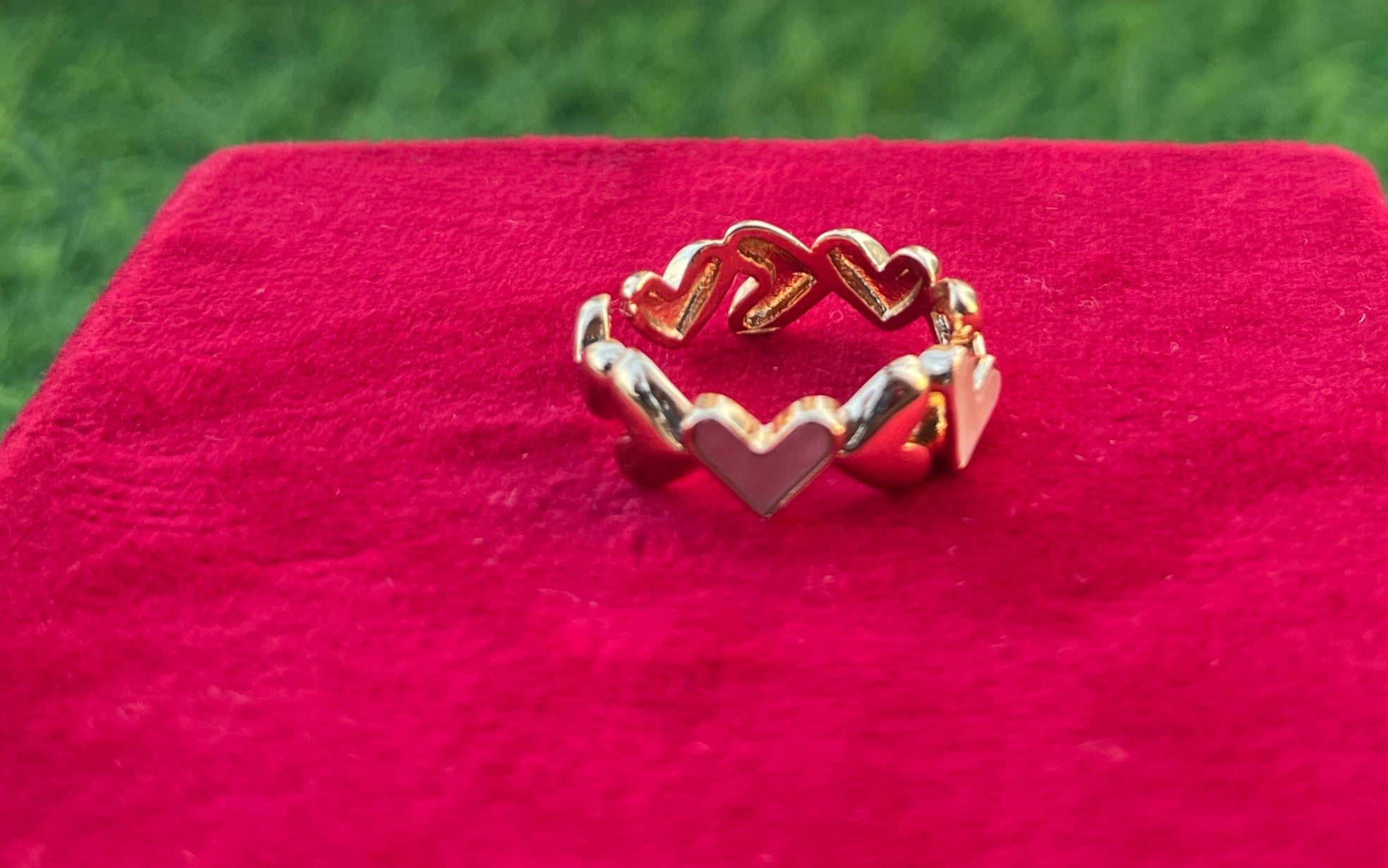 Heart Design White and Golden Anti Tarnish Ring, Daily| Party Wear Ring, Adjustable