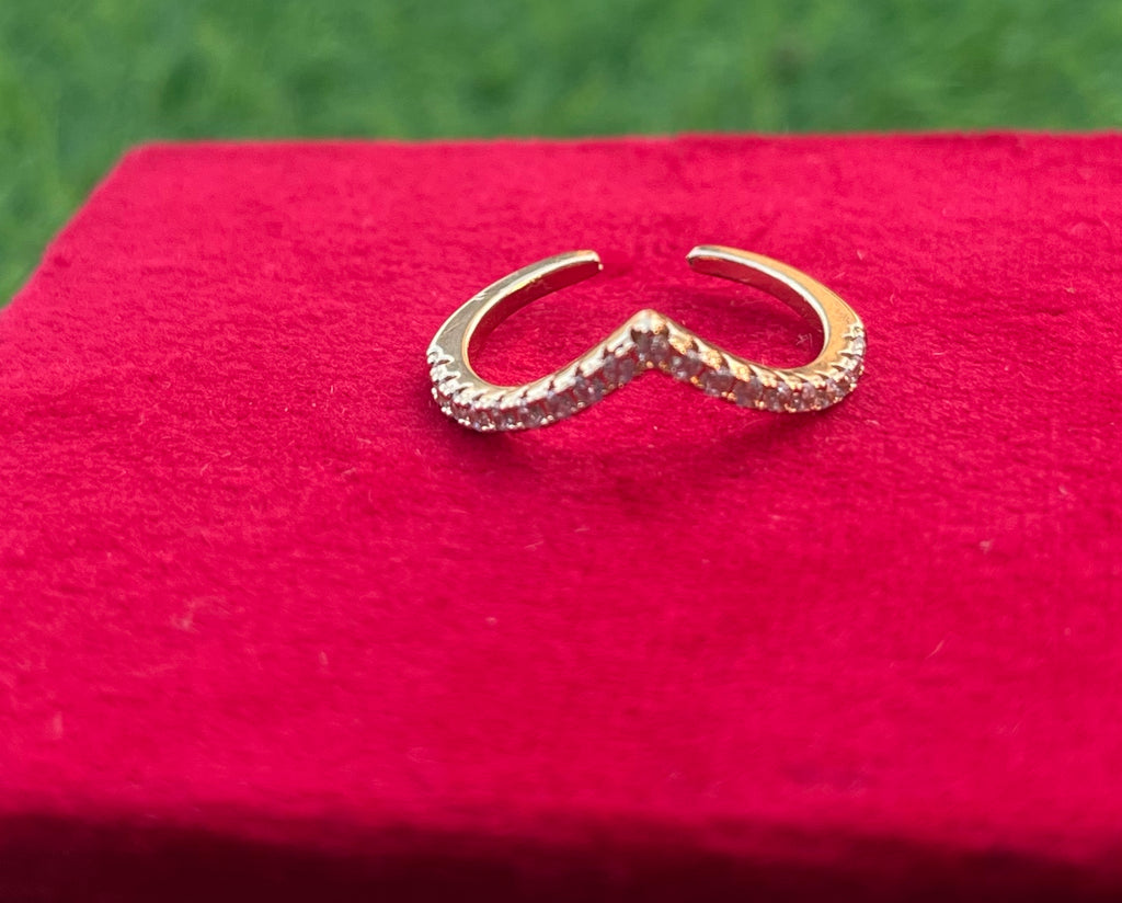 Beautifully Crafted V-Shapped Golden Wishbone ring, Adjustable