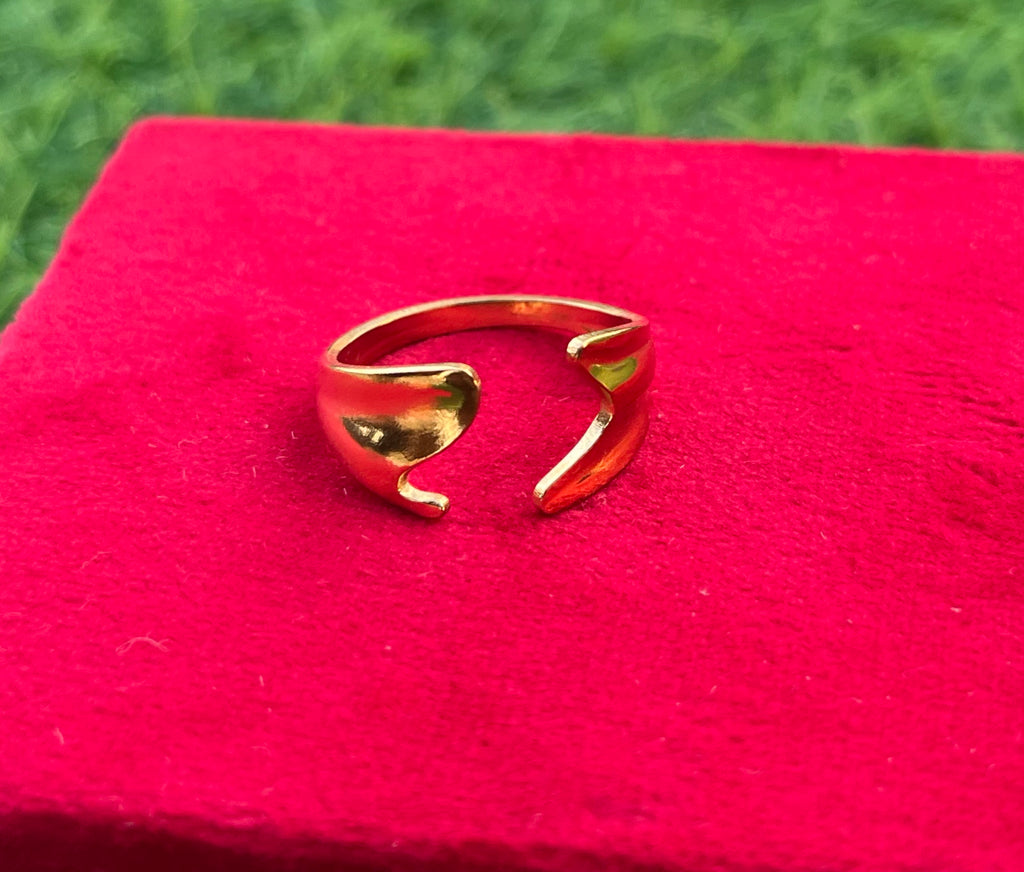 Stainless Steel Open Palm Golden Fish Tail Ring, Adjustable