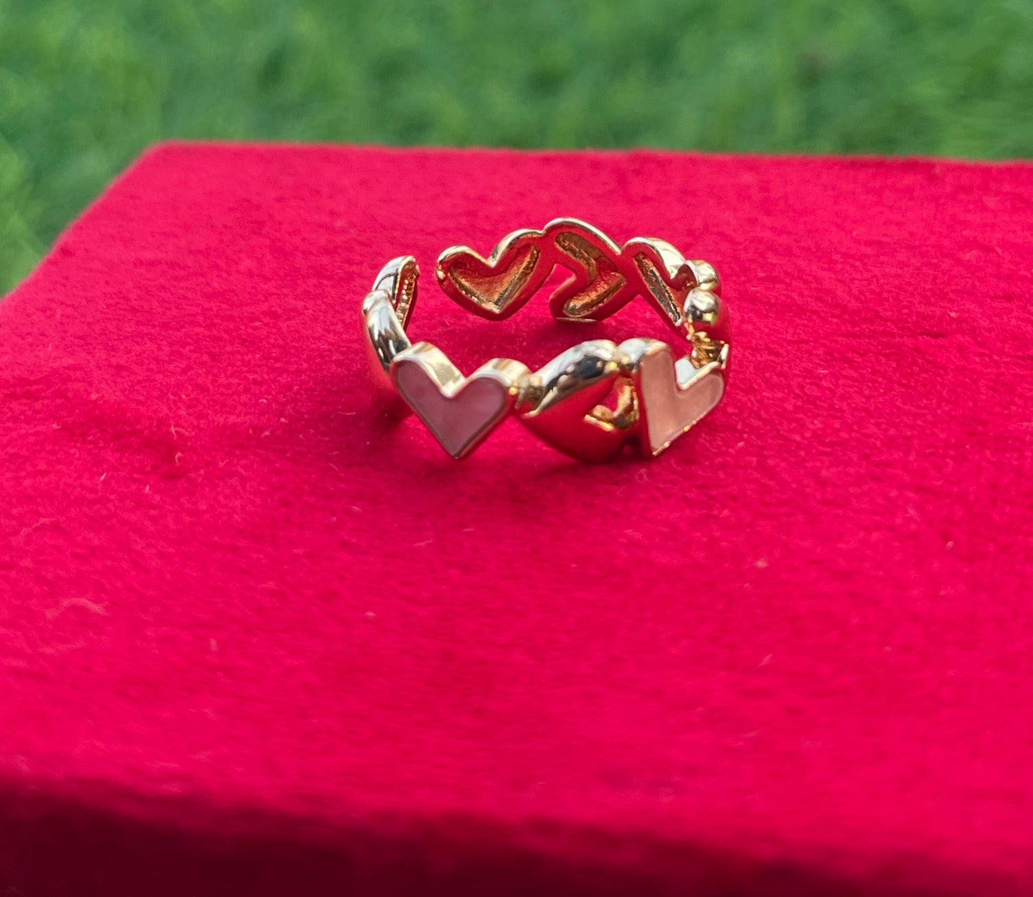 Heart Design White and Golden Anti Tarnish Ring, Daily| Party Wear Ring, Adjustable