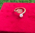 Fashion Tulip Flower Imitation Pearl Ring in White