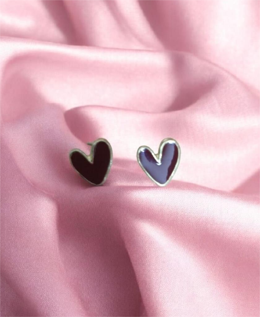 Elegant Red Heart Shaped Stud Earrings